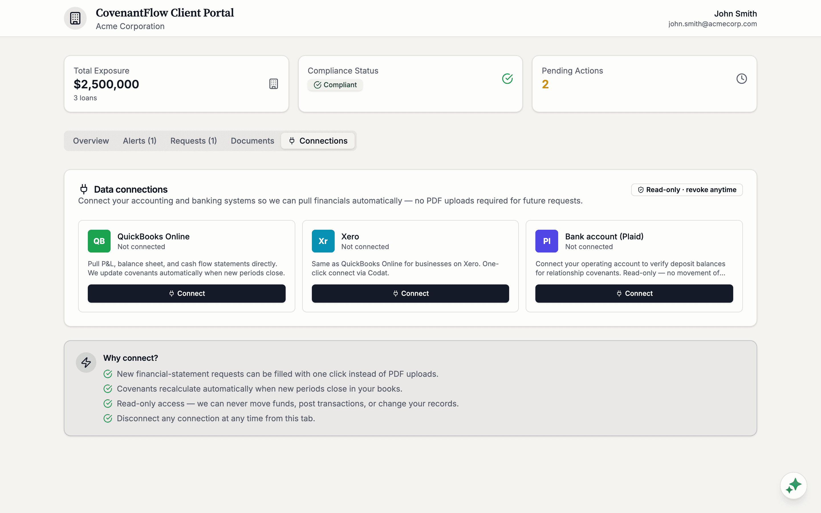 Screenshot: A portal that does the borrower's work for them